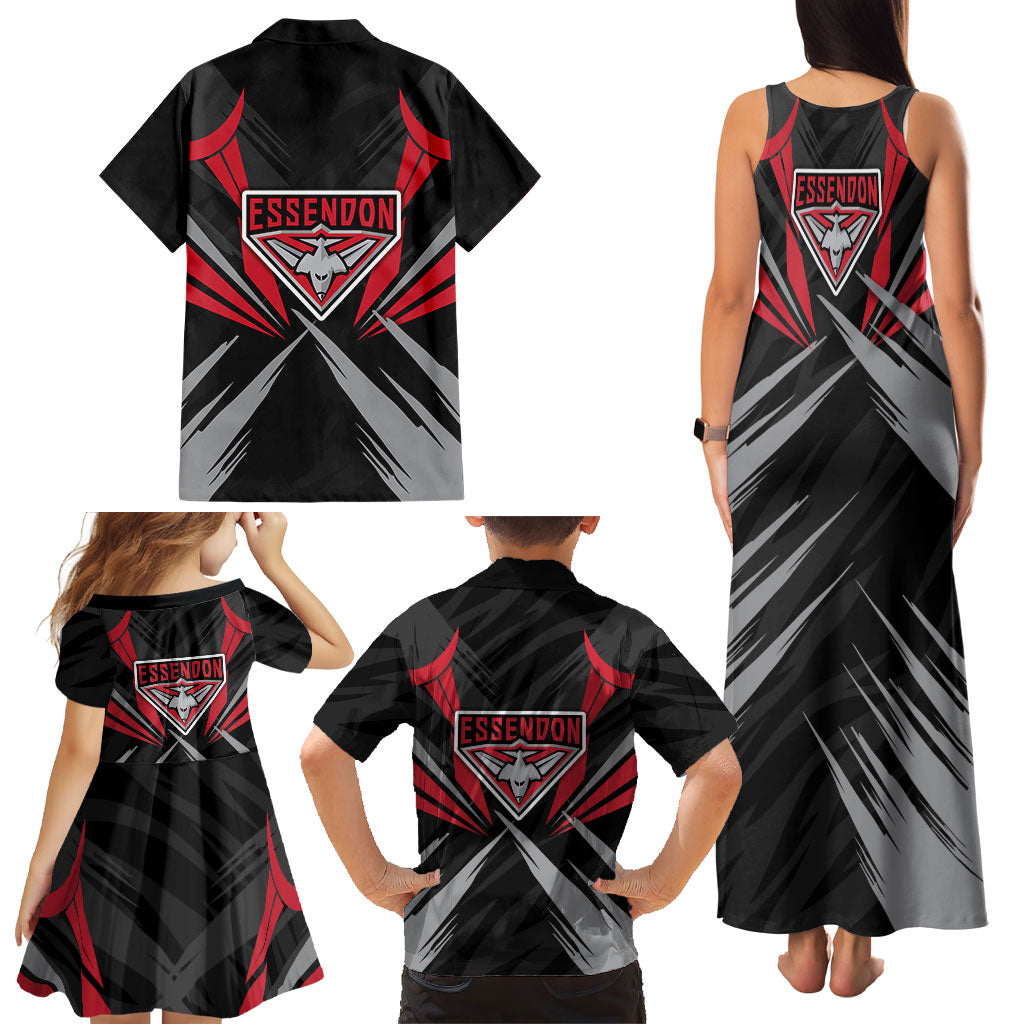 Essendon Bombers Australian Football Family Matching Tank Maxi Dress and Hawaiian Shirt Fierce Mosquito Pilot Mascot - Bold Team Colors
