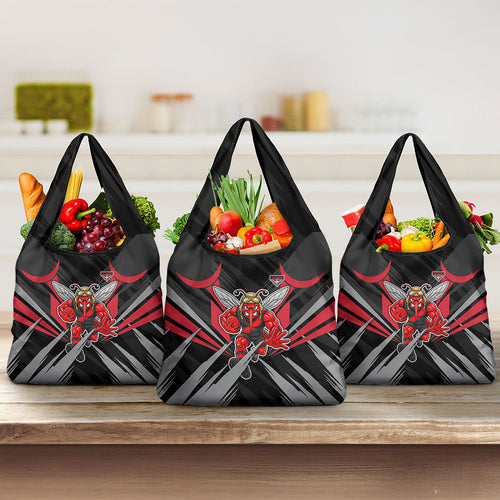 Essendon Bombers Australian Football Grocery Bag Fierce Mosquito Pilot Mascot - Bold Team Colors