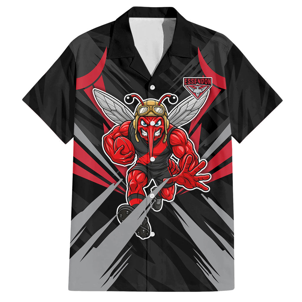 Essendon Bombers Australian Football Hawaiian Shirt Fierce Mosquito Pilot Mascot - Bold Team Colors