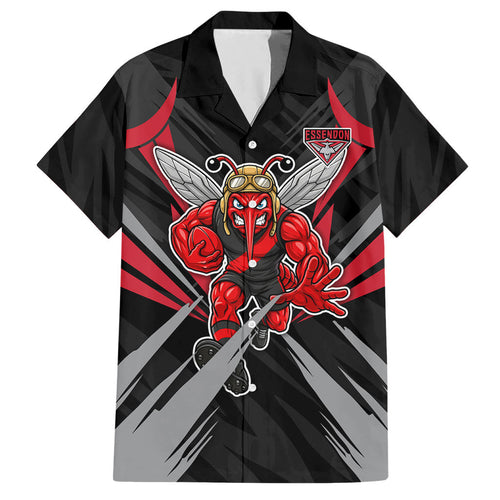 Essendon Bombers Australian Football Hawaiian Shirt Fierce Mosquito Pilot Mascot - Bold Team Colors