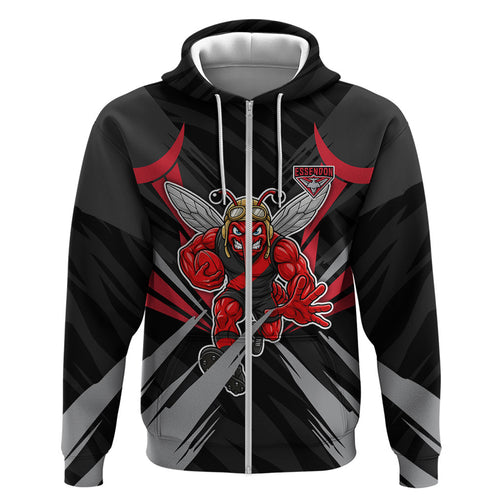 Essendon Bombers Australian Football Hoodie Fierce Mosquito Pilot Mascot - Bold Team Colors