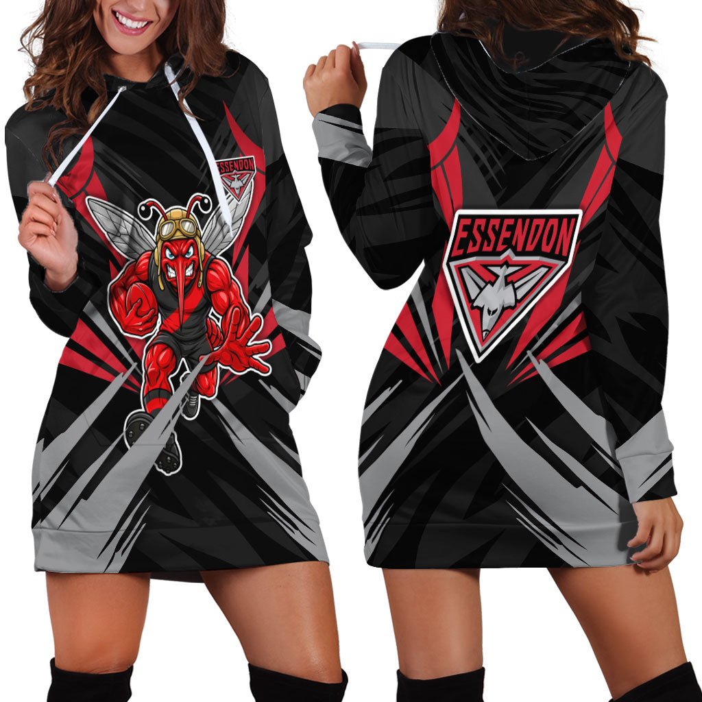 Essendon Bombers Australian Football Hoodie Dress Fierce Mosquito Pilot Mascot - Bold Team Colors