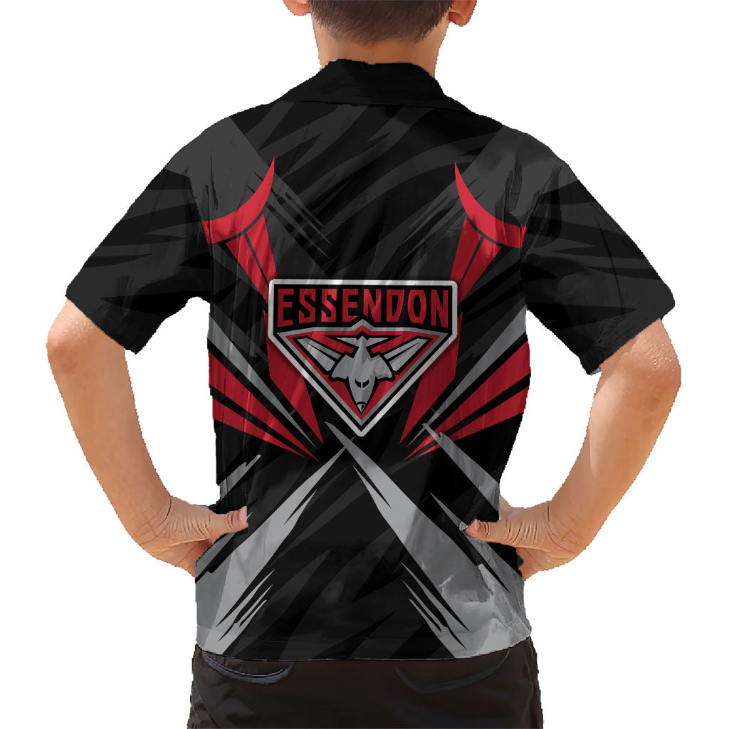 Essendon Bombers Australian Football Kid Hawaiian Shirt Fierce Mosquito Pilot Mascot - Bold Team Colors