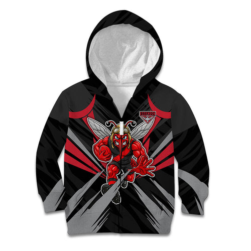 Essendon Bombers Australian Football Kid Hoodie Fierce Mosquito Pilot Mascot - Bold Team Colors
