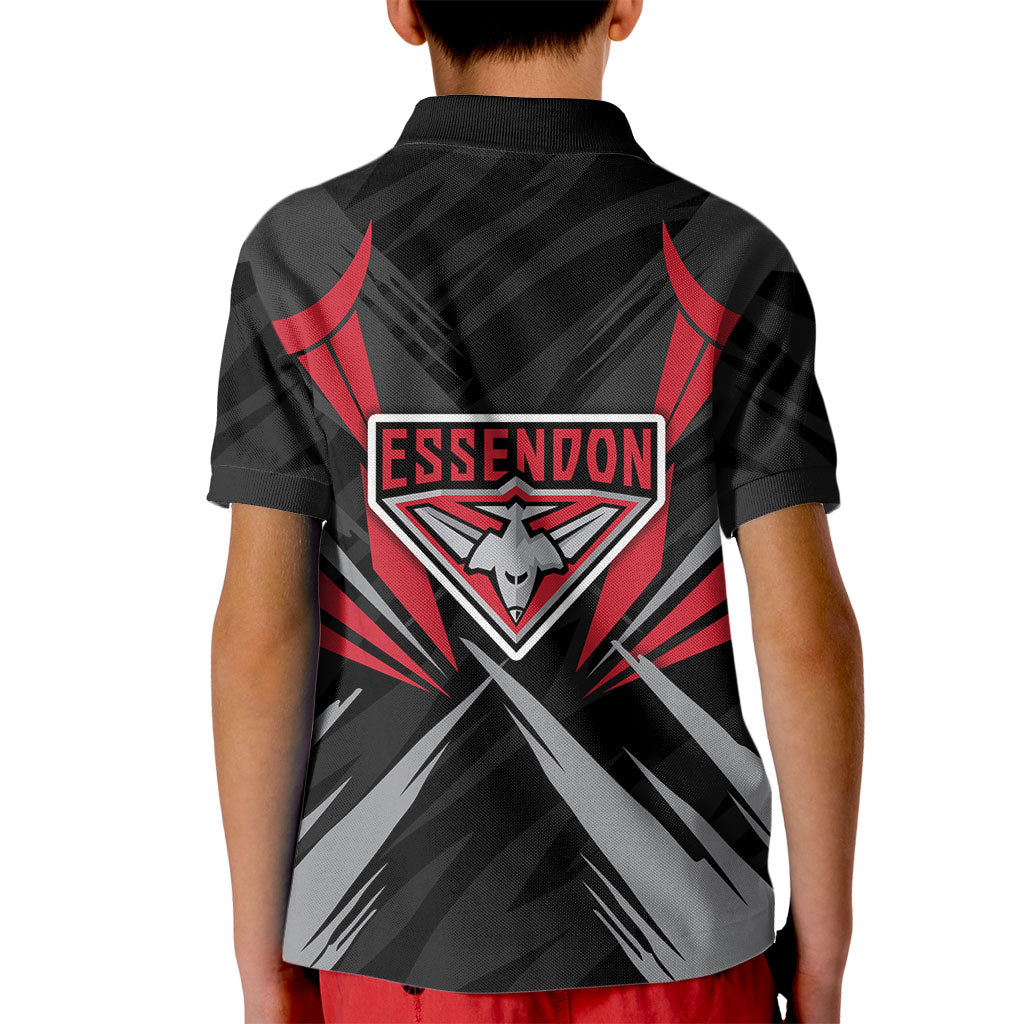 Essendon Bombers Australian Football Kid Polo Shirt Fierce Mosquito Pilot Mascot - Bold Team Colors