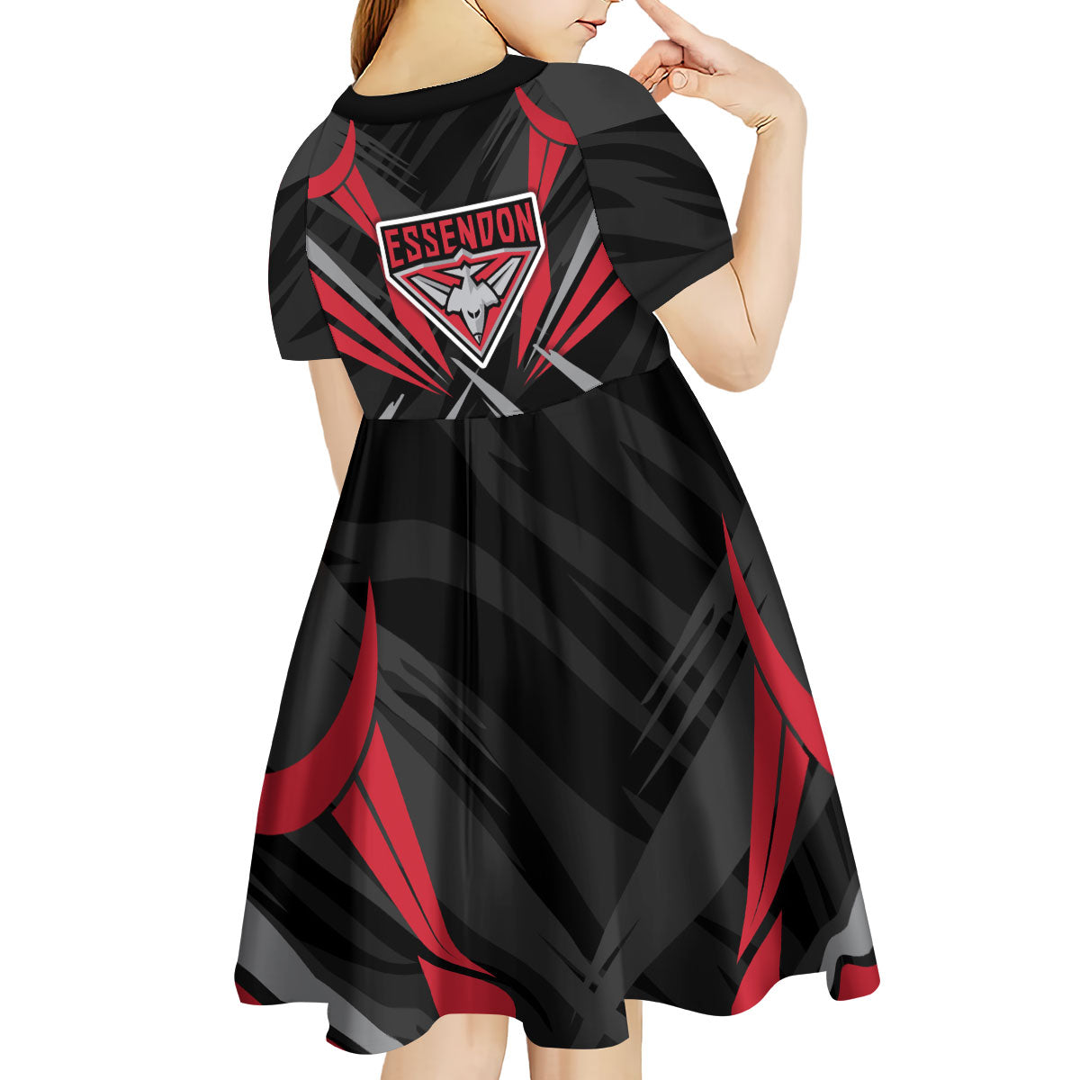 Essendon Bombers Australian Football Kid Short Sleeve Dress Fierce Mosquito Pilot Mascot - Bold Team Colors