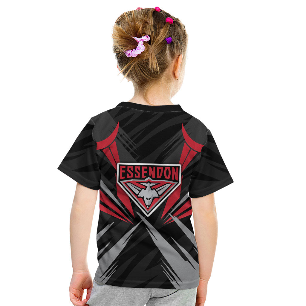 Essendon Bombers Australian Football Kid T Shirt Fierce Mosquito Pilot Mascot - Bold Team Colors