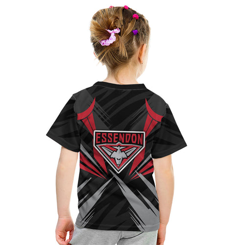 Essendon Bombers Australian Football Kid T Shirt Fierce Mosquito Pilot Mascot - Bold Team Colors