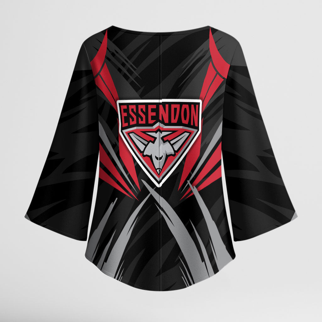Essendon Bombers Australian Football Kimono Sleeve Blouse Fierce Mosquito Pilot Mascot - Bold Team Colors