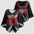 Essendon Bombers Australian Football Kimono Sleeve Blouse Fierce Mosquito Pilot Mascot - Bold Team Colors