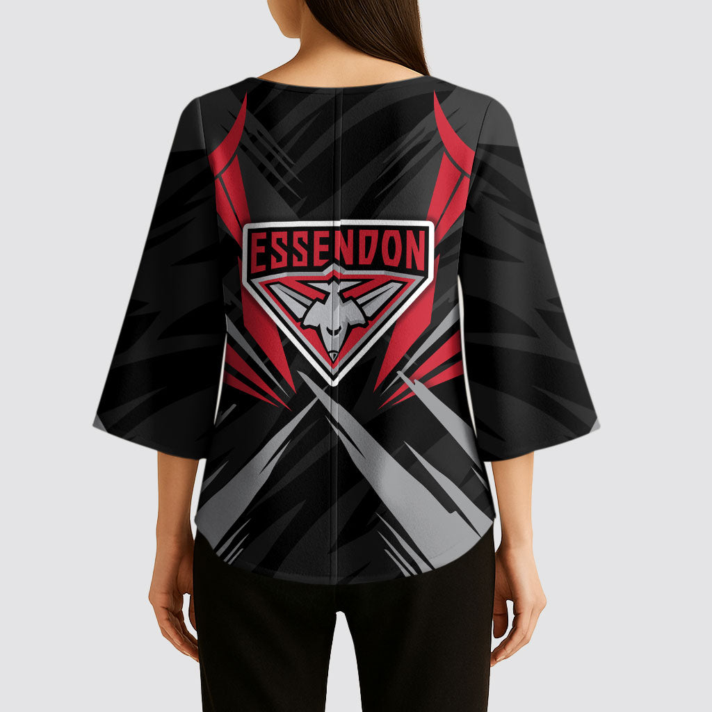 Essendon Bombers Australian Football Kimono Sleeve Blouse Fierce Mosquito Pilot Mascot - Bold Team Colors