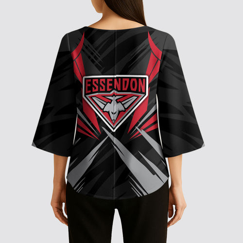 Essendon Bombers Australian Football Kimono Sleeve Blouse Fierce Mosquito Pilot Mascot - Bold Team Colors