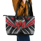 Essendon Bombers Australian Football Leather Tote Bag Fierce Mosquito Pilot Mascot - Bold Team Colors