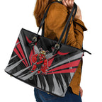 Essendon Bombers Australian Football Leather Tote Bag Fierce Mosquito Pilot Mascot - Bold Team Colors