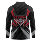 Essendon Bombers Australian Football Long Sleeve Polo Shirt Fierce Mosquito Pilot Mascot - Bold Team Colors
