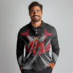 Essendon Bombers Australian Football Long Sleeve Polo Shirt Fierce Mosquito Pilot Mascot - Bold Team Colors