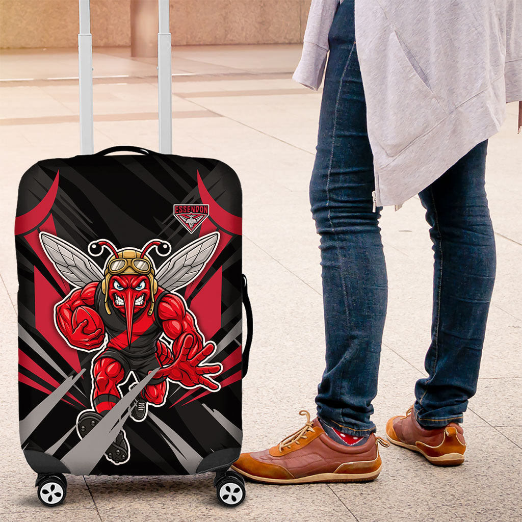 Essendon Bombers Australian Football Luggage Cover Fierce Mosquito Pilot Mascot - Bold Team Colors