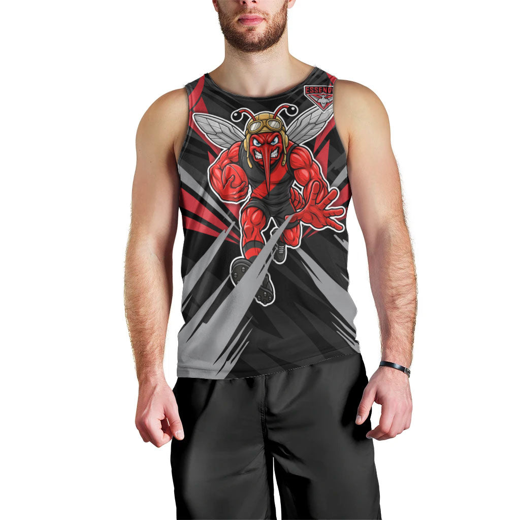 Essendon Bombers Australian Football Men Tank Top Fierce Mosquito Pilot Mascot - Bold Team Colors