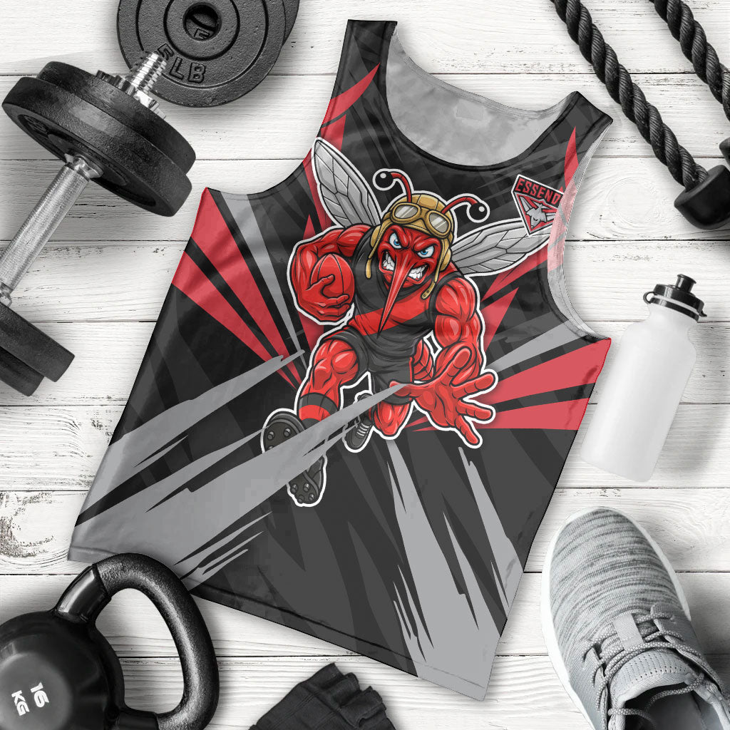Essendon Bombers Australian Football Men Tank Top Fierce Mosquito Pilot Mascot - Bold Team Colors