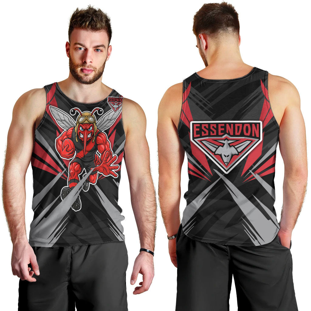 Essendon Bombers Australian Football Men Tank Top Fierce Mosquito Pilot Mascot - Bold Team Colors