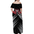 Essendon Bombers Australian Football Off Shoulder Maxi Dress Fierce Mosquito Pilot Mascot - Bold Team Colors