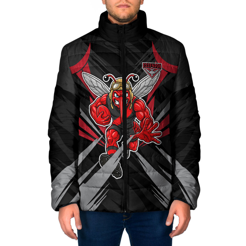 Essendon Bombers Australian Football Padded Jacket Fierce Mosquito Pilot Mascot - Bold Team Colors