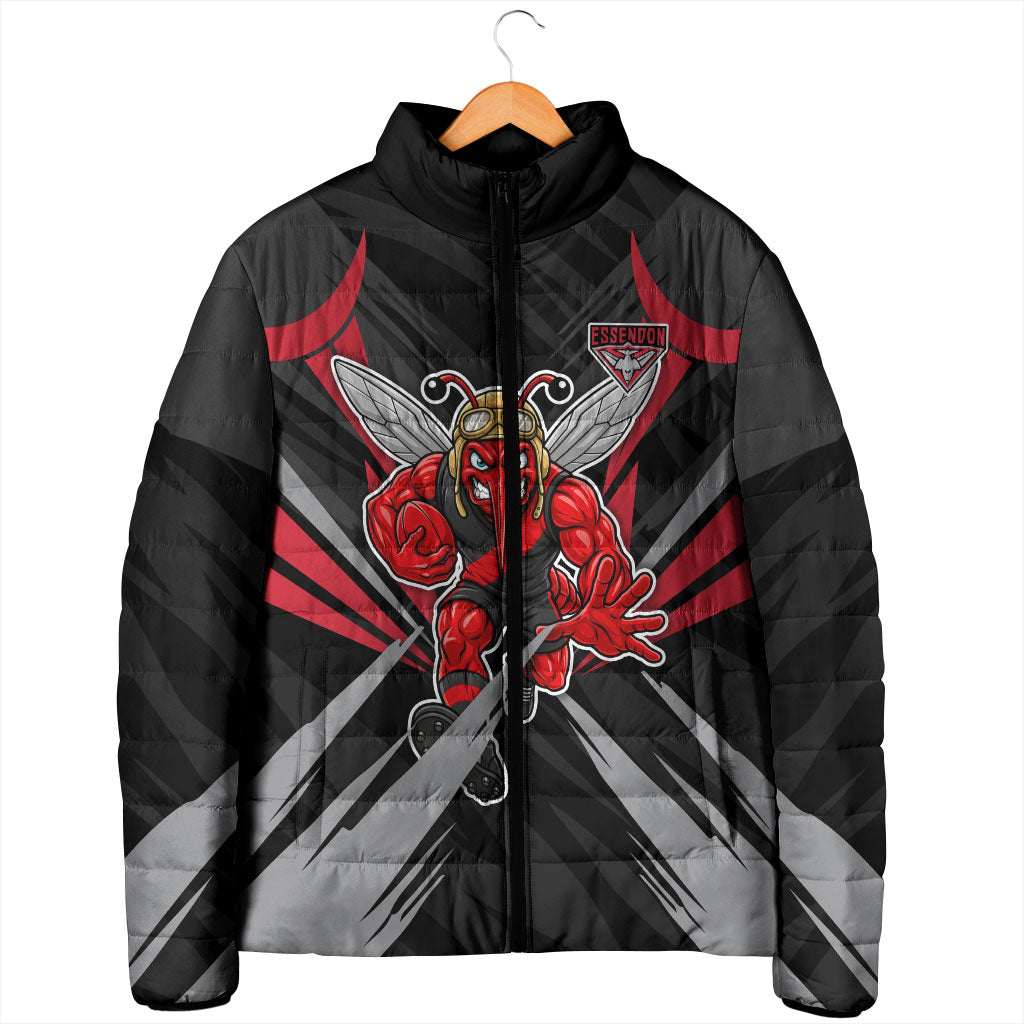 Essendon Bombers Australian Football Padded Jacket Fierce Mosquito Pilot Mascot - Bold Team Colors