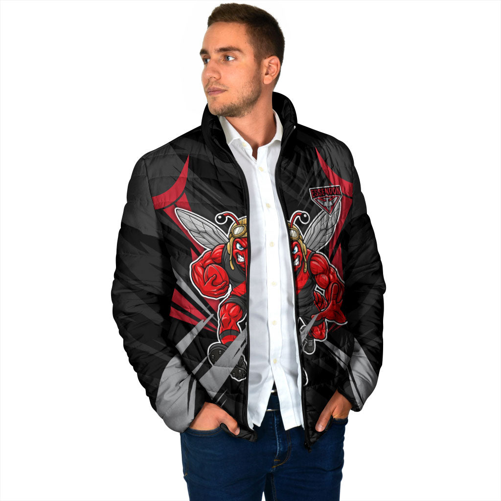 Essendon Bombers Australian Football Padded Jacket Fierce Mosquito Pilot Mascot - Bold Team Colors