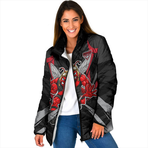 Essendon Bombers Australian Football Padded Jacket Fierce Mosquito Pilot Mascot - Bold Team Colors