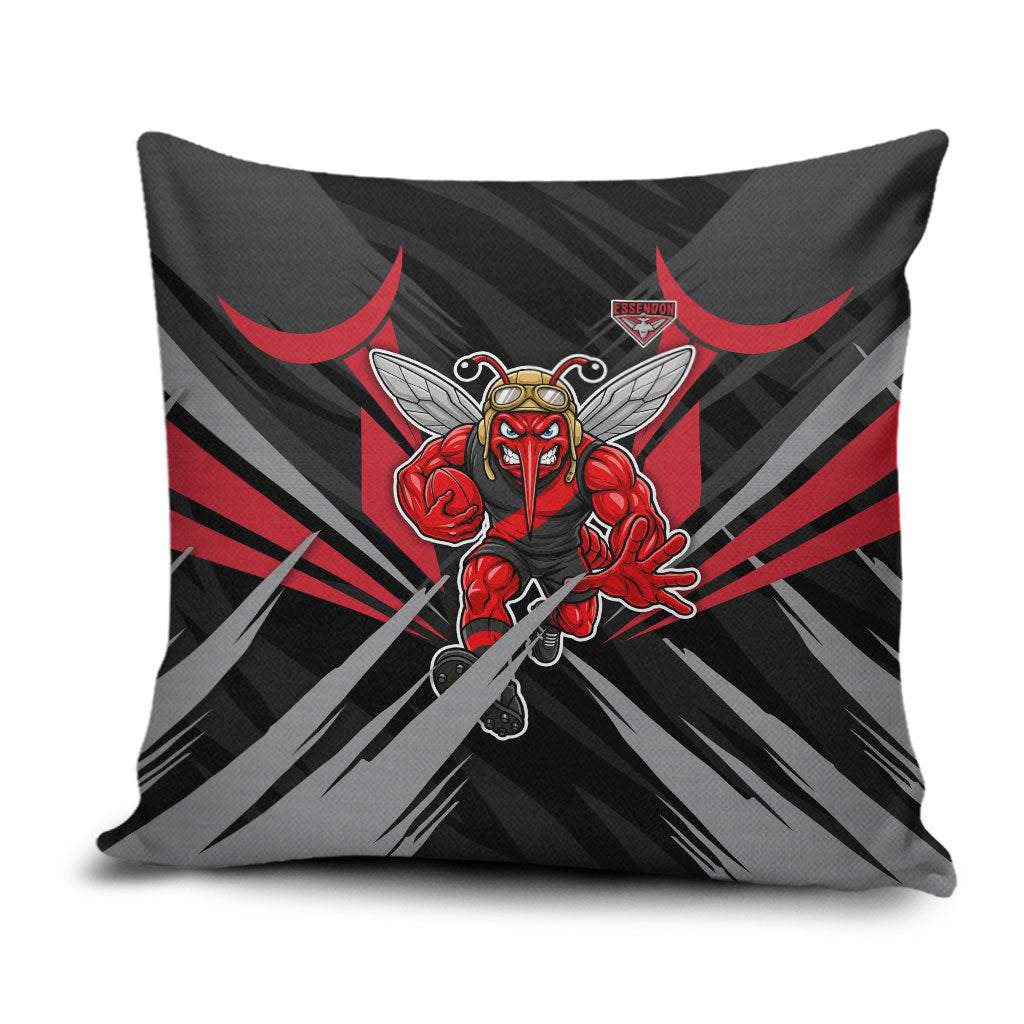 Essendon Bombers Australian Football Pillow Cover Fierce Mosquito Pilot Mascot - Bold Team Colors