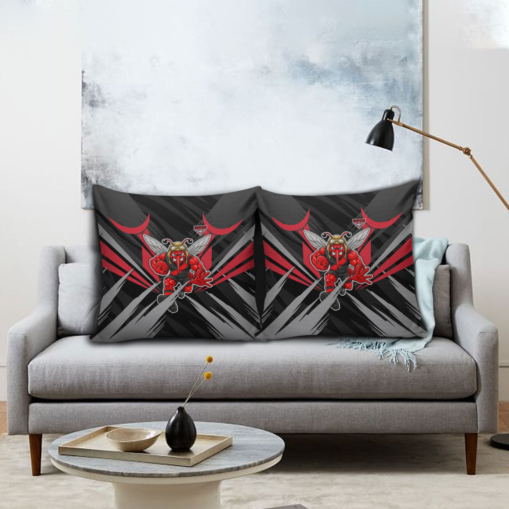 Essendon Bombers Australian Football Pillow Cover Fierce Mosquito Pilot Mascot - Bold Team Colors