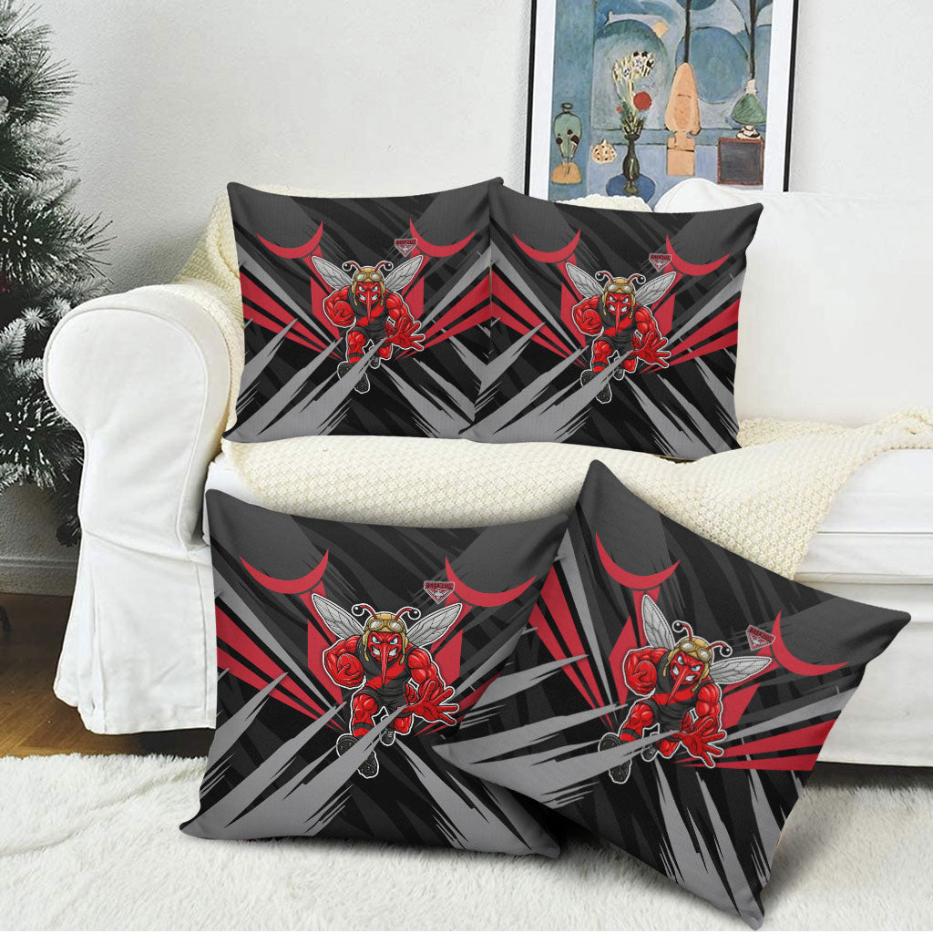 Essendon Bombers Australian Football Pillow Cover Fierce Mosquito Pilot Mascot - Bold Team Colors