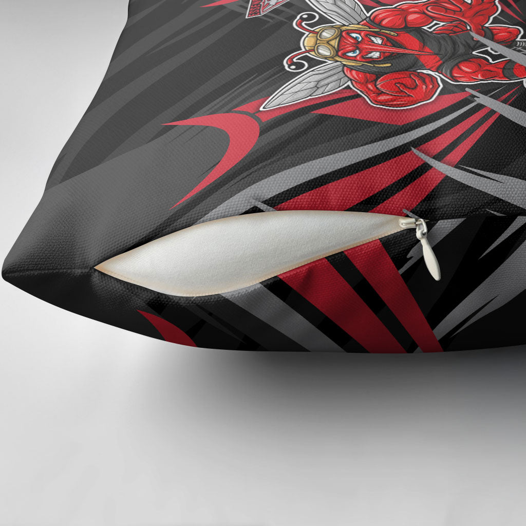 Essendon Bombers Australian Football Pillow Cover Fierce Mosquito Pilot Mascot - Bold Team Colors