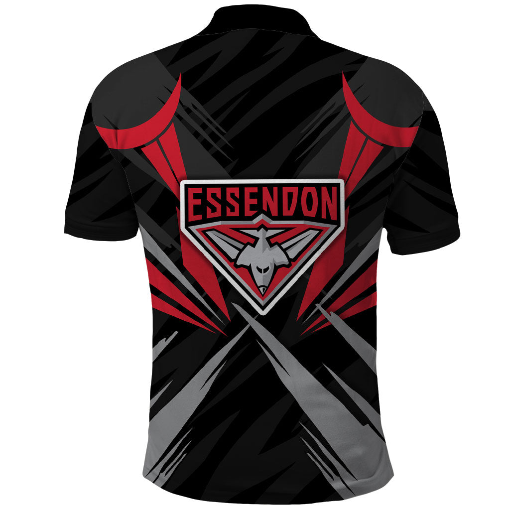 Essendon Bombers Australian Football Polo Shirt Fierce Mosquito Pilot Mascot - Bold Team Colors