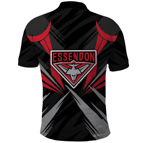 Essendon Bombers Australian Football Polo Shirt Fierce Mosquito Pilot Mascot - Bold Team Colors