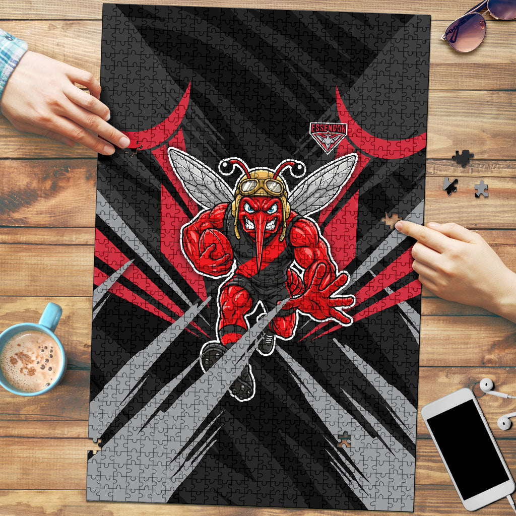 Essendon Bombers Australian Football Puzzle Fierce Mosquito Pilot Mascot - Bold Team Colors