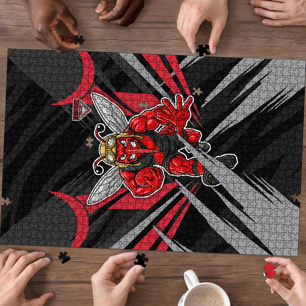 Essendon Bombers Australian Football Puzzle Fierce Mosquito Pilot Mascot - Bold Team Colors