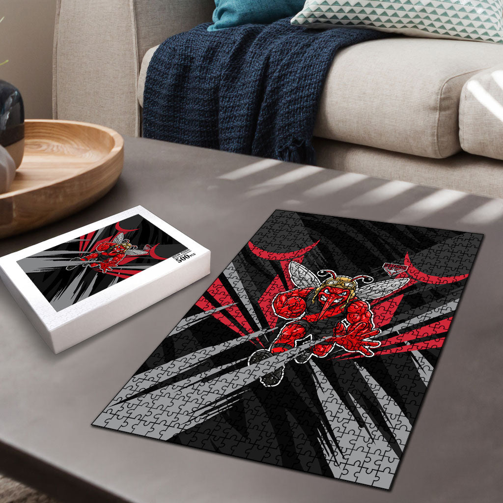 Essendon Bombers Australian Football Puzzle Fierce Mosquito Pilot Mascot - Bold Team Colors