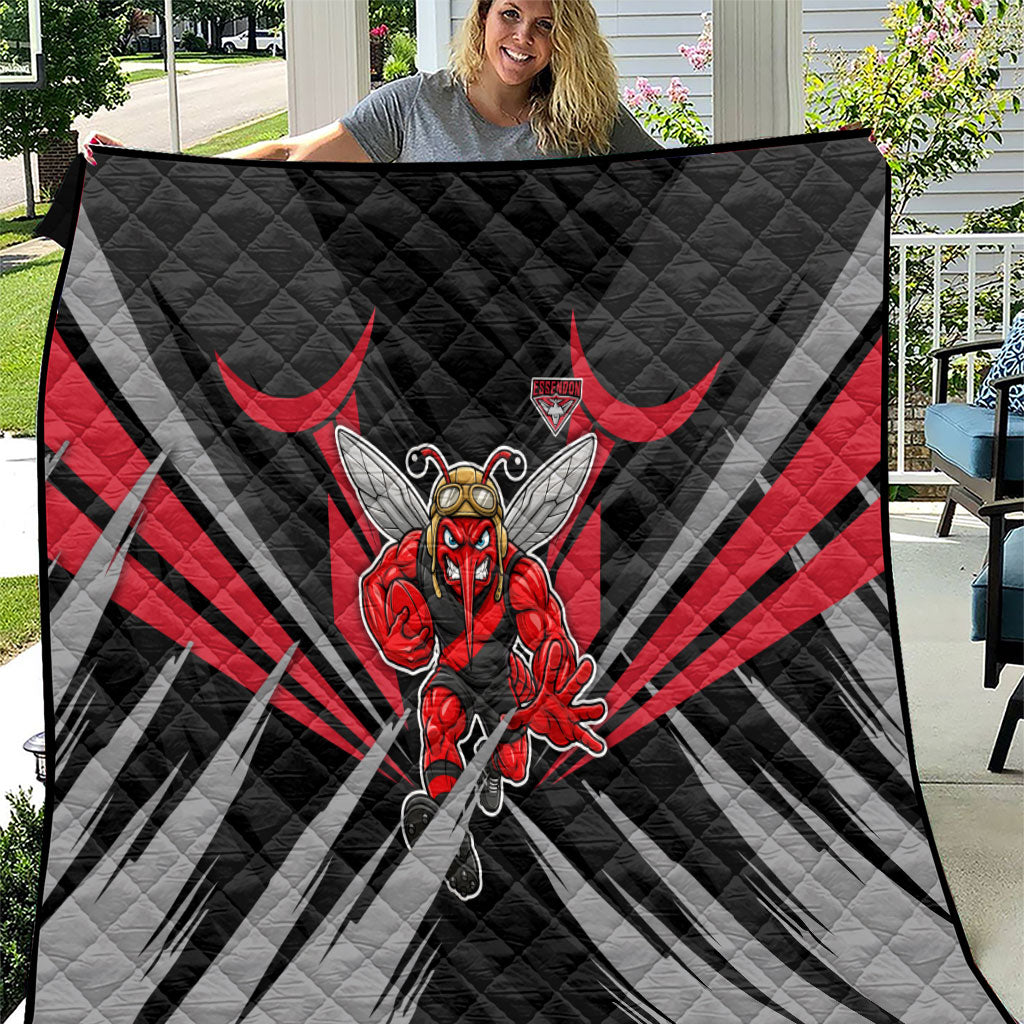Essendon Bombers Australian Football Quilt Fierce Mosquito Pilot Mascot - Bold Team Colors
