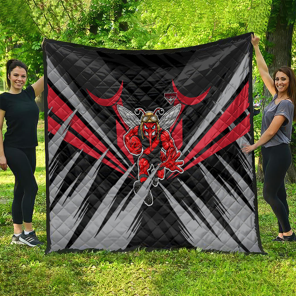 Essendon Bombers Australian Football Quilt Fierce Mosquito Pilot Mascot - Bold Team Colors