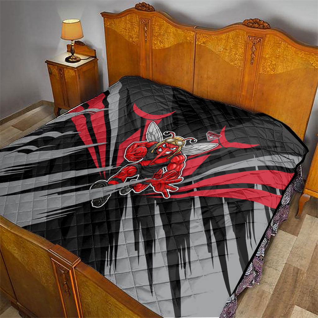 Essendon Bombers Australian Football Quilt Fierce Mosquito Pilot Mascot - Bold Team Colors