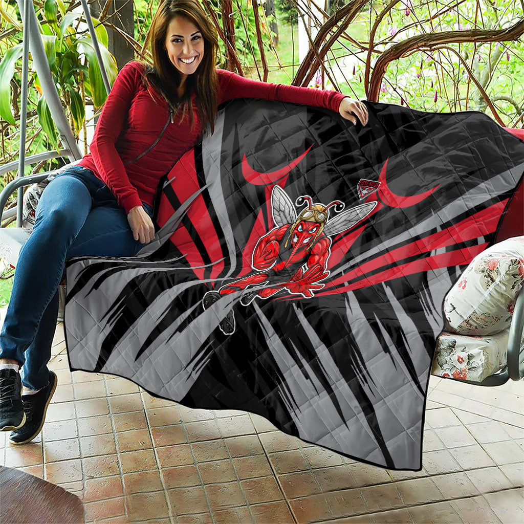 Essendon Bombers Australian Football Quilt Fierce Mosquito Pilot Mascot - Bold Team Colors