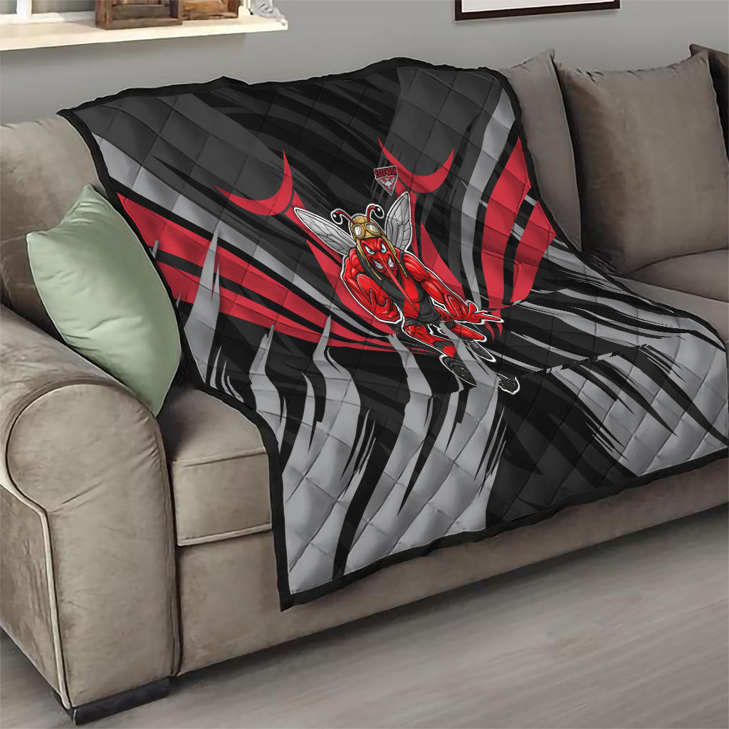 Essendon Bombers Australian Football Quilt Fierce Mosquito Pilot Mascot - Bold Team Colors