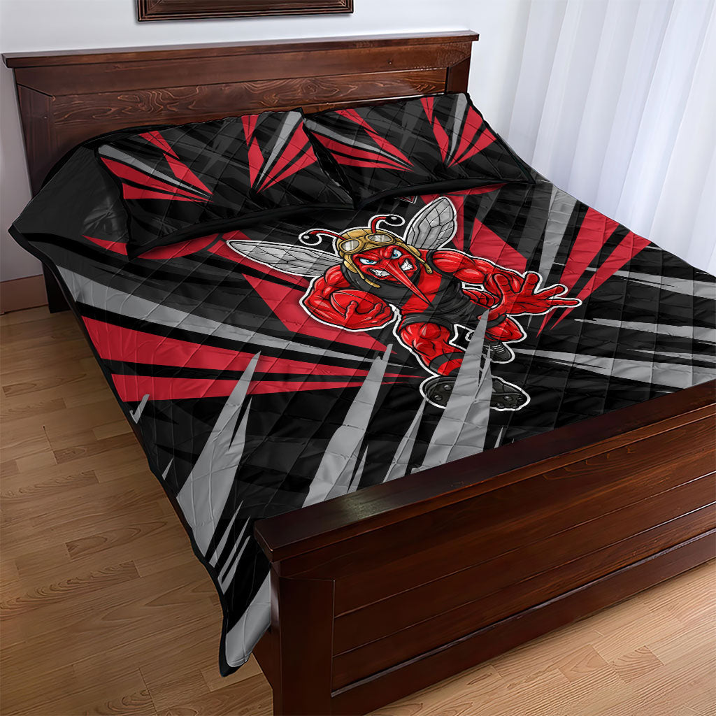 Essendon Bombers Australian Football Quilt Bed Set Fierce Mosquito Pilot Mascot - Bold Team Colors