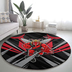 Essendon Bombers Australian Football Round Carpet Fierce Mosquito Pilot Mascot - Bold Team Colors