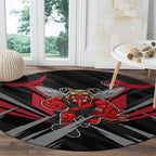Essendon Bombers Australian Football Round Carpet Fierce Mosquito Pilot Mascot - Bold Team Colors