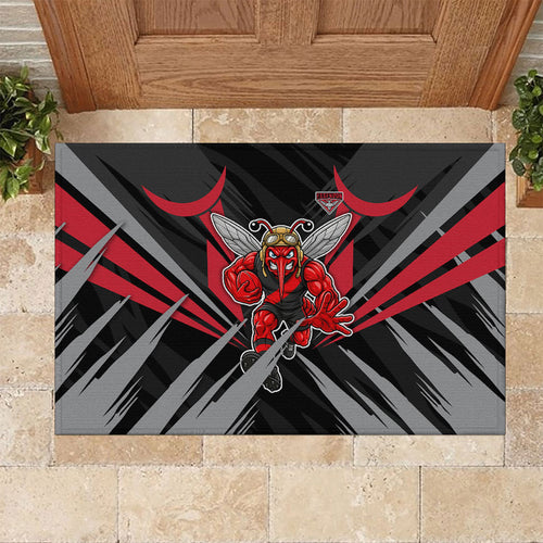 Essendon Bombers Australian Football Rubber Doormat Fierce Mosquito Pilot Mascot - Bold Team Colors