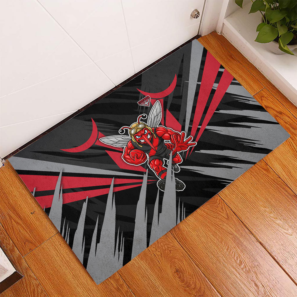 Essendon Bombers Australian Football Rubber Doormat Fierce Mosquito Pilot Mascot - Bold Team Colors