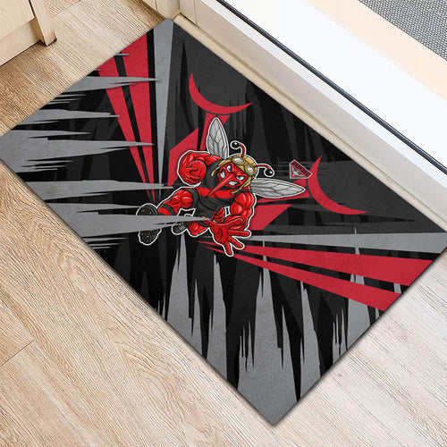 Essendon Bombers Australian Football Rubber Doormat Fierce Mosquito Pilot Mascot - Bold Team Colors