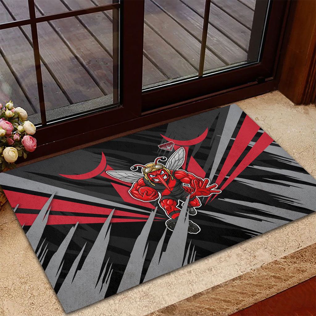 Essendon Bombers Australian Football Rubber Doormat Fierce Mosquito Pilot Mascot - Bold Team Colors